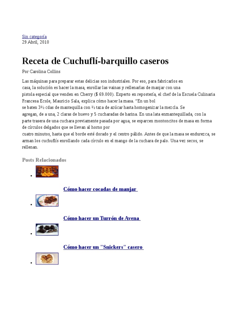 Masa Barquillo | PDF | Chocolate | Postres