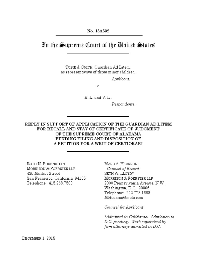 Guardian ad litem reply Contact (Law) Supreme Court Of The United