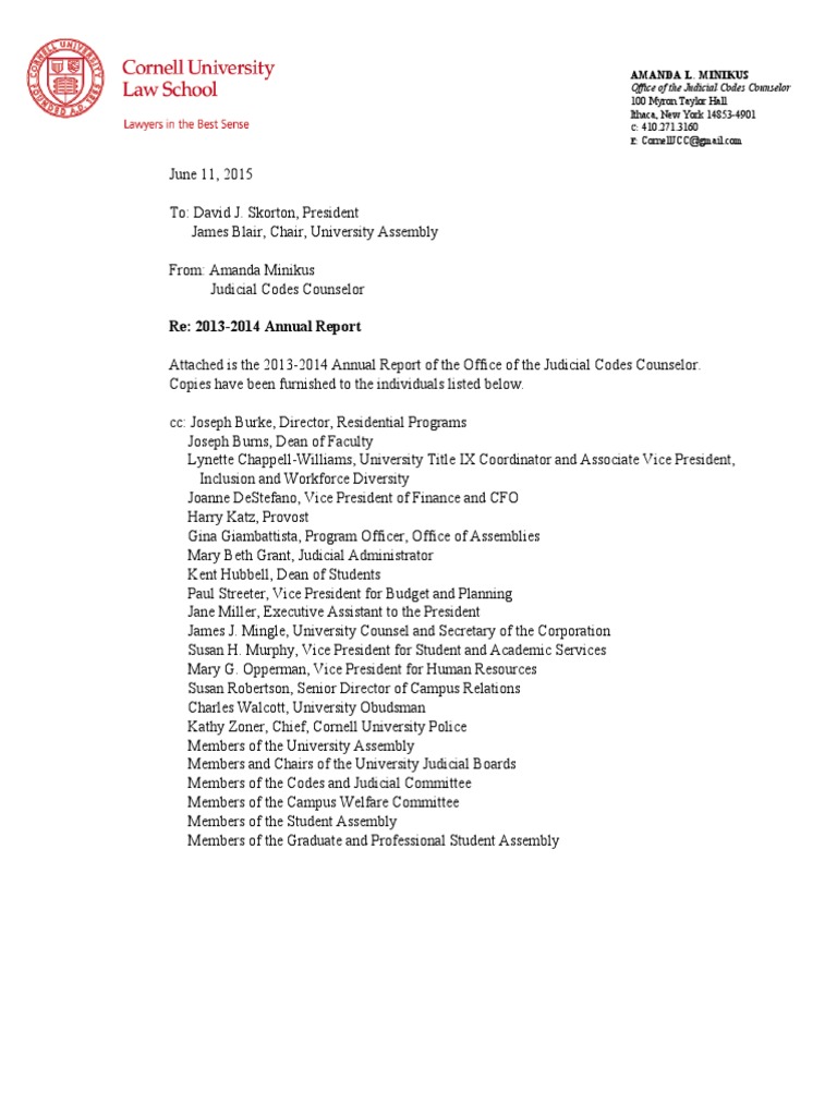 JCC Annual Report For Academic Year 2013-14 | PDF | Title Ix | Complaint