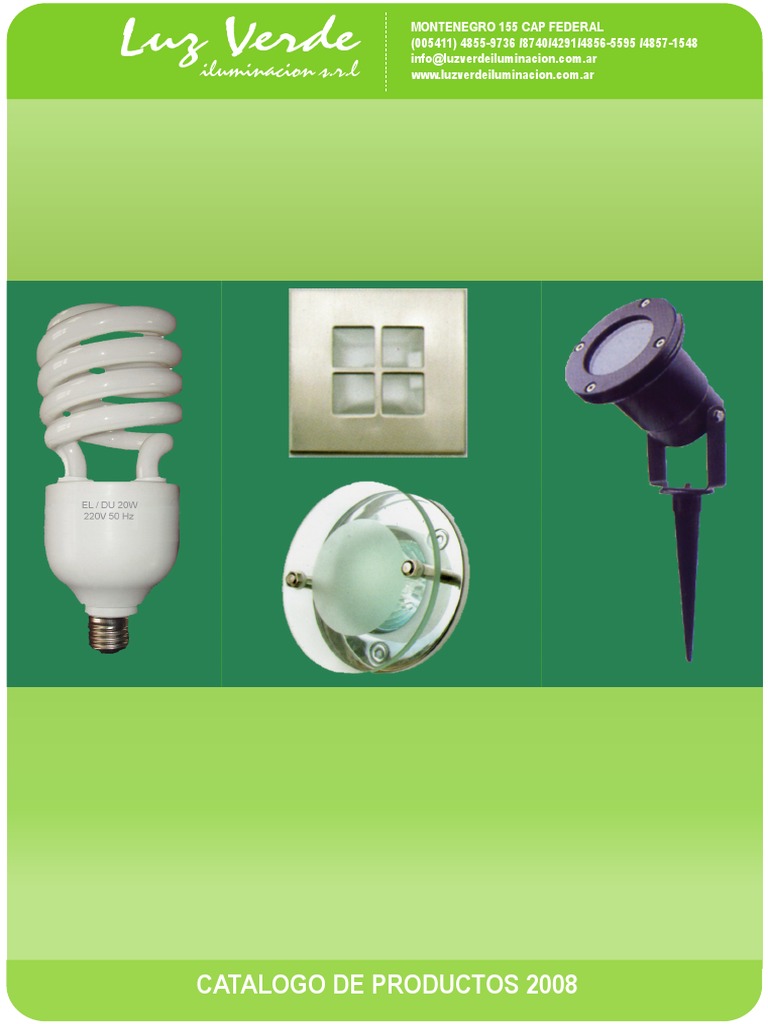 carril monstruo cafetería Catalogo - Luz Verde | PDF | Lámpara compacta fluorescente | Diodo emisor  de luz