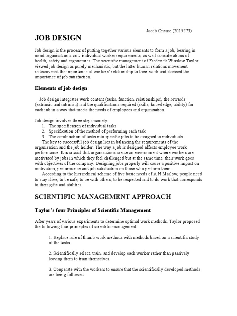 scientific management essay