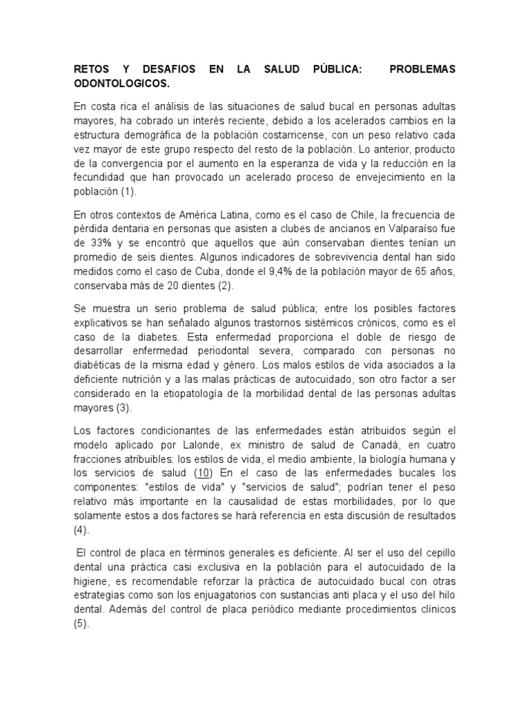 Retos y Desafios en La Salud Pública | PDF | Diente humano | Costa Rica
