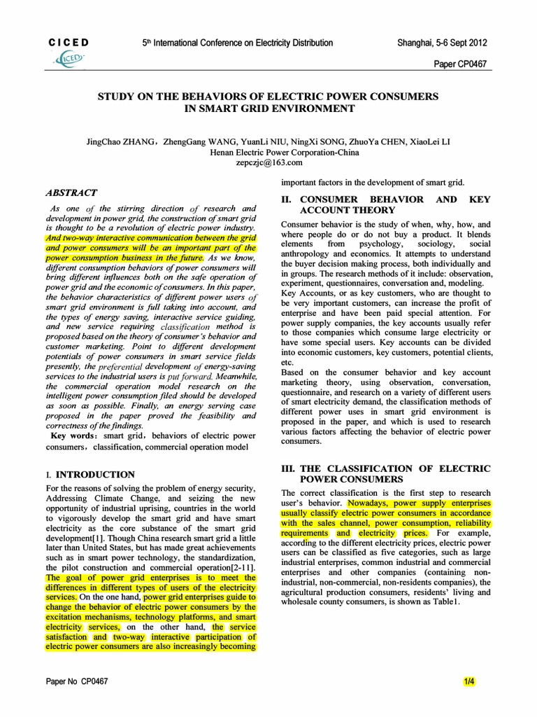 Consumer Behavior in Smart Grids | PDF | Efficient Energy Use | Smart Grid