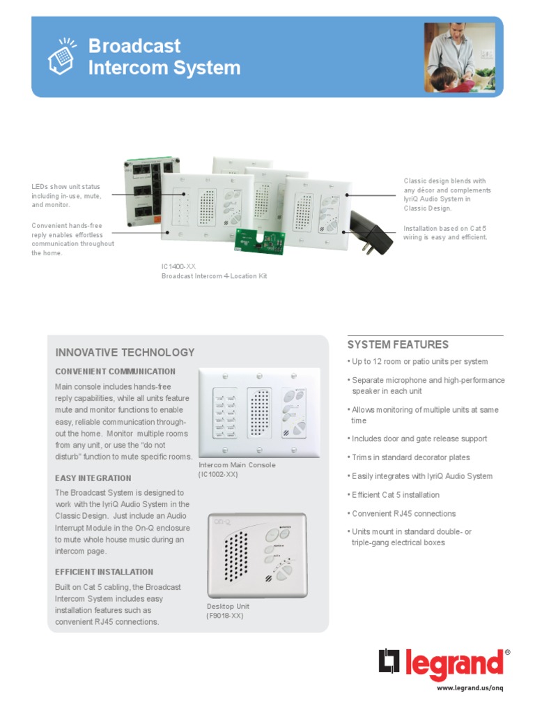OnQ Broadcast System Manual Electronics Equipment