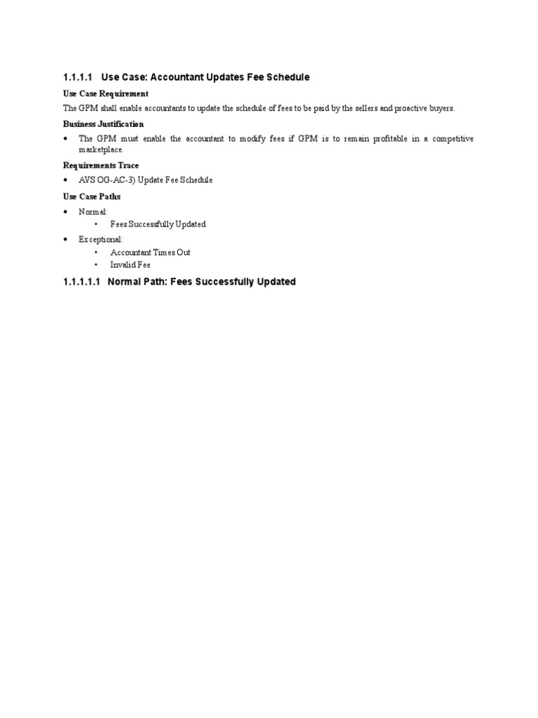 Accountant Fee Schedule Update Use Case | PDF | Finance & Money Management