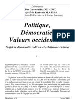 Castoriadis (Debat Av MAUSS) Politique Democratie Valeurs