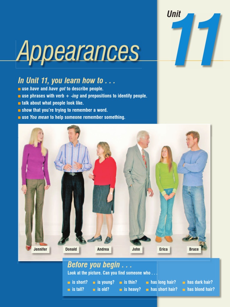 Describing People: Appearances Unit 11 | PDF | Human Appearance | Fashion