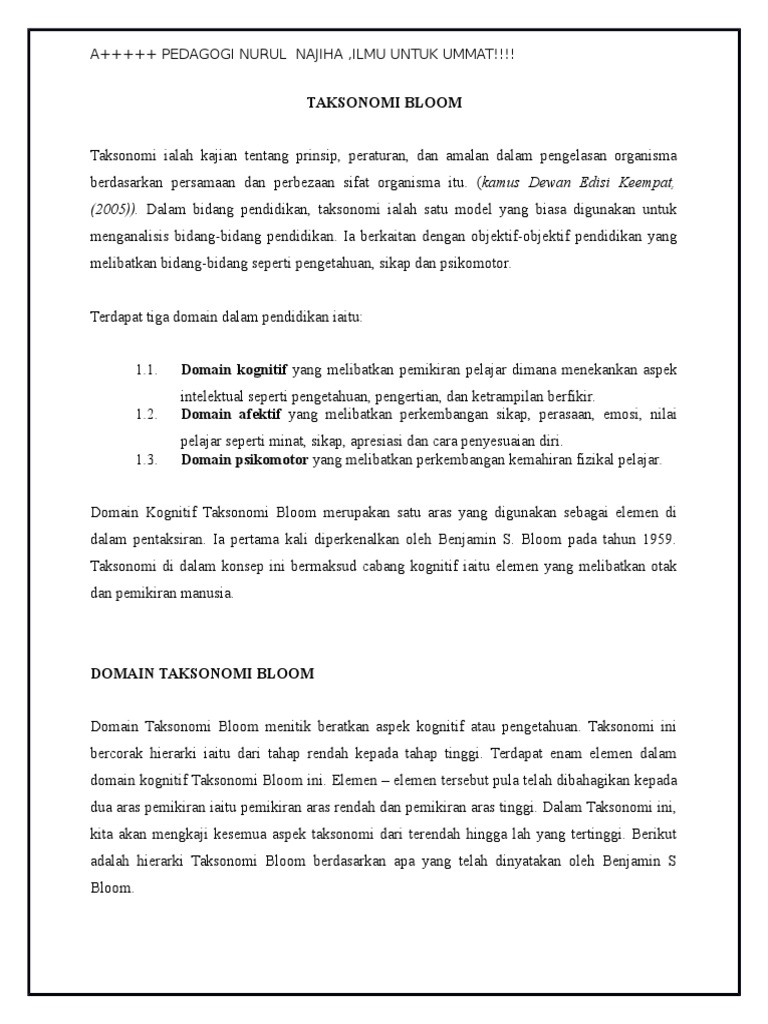 Taksonomi Bloom Lama Pdf