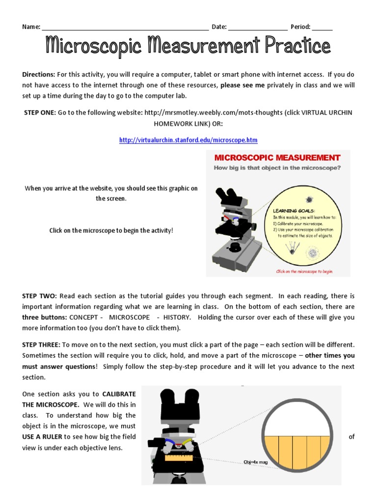 microscopic measurement practice hw Technology Free 30day Trial