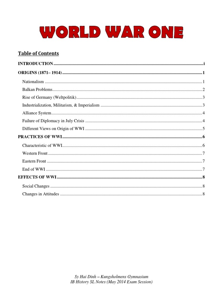 IB History SL: WWI Causes & Effects Notes | PDF | Otto Von Bismarck ...