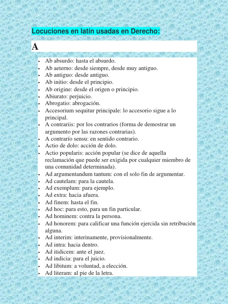 Locuciones en Latín Usadas en Derecho PDF Jerga Propiedad