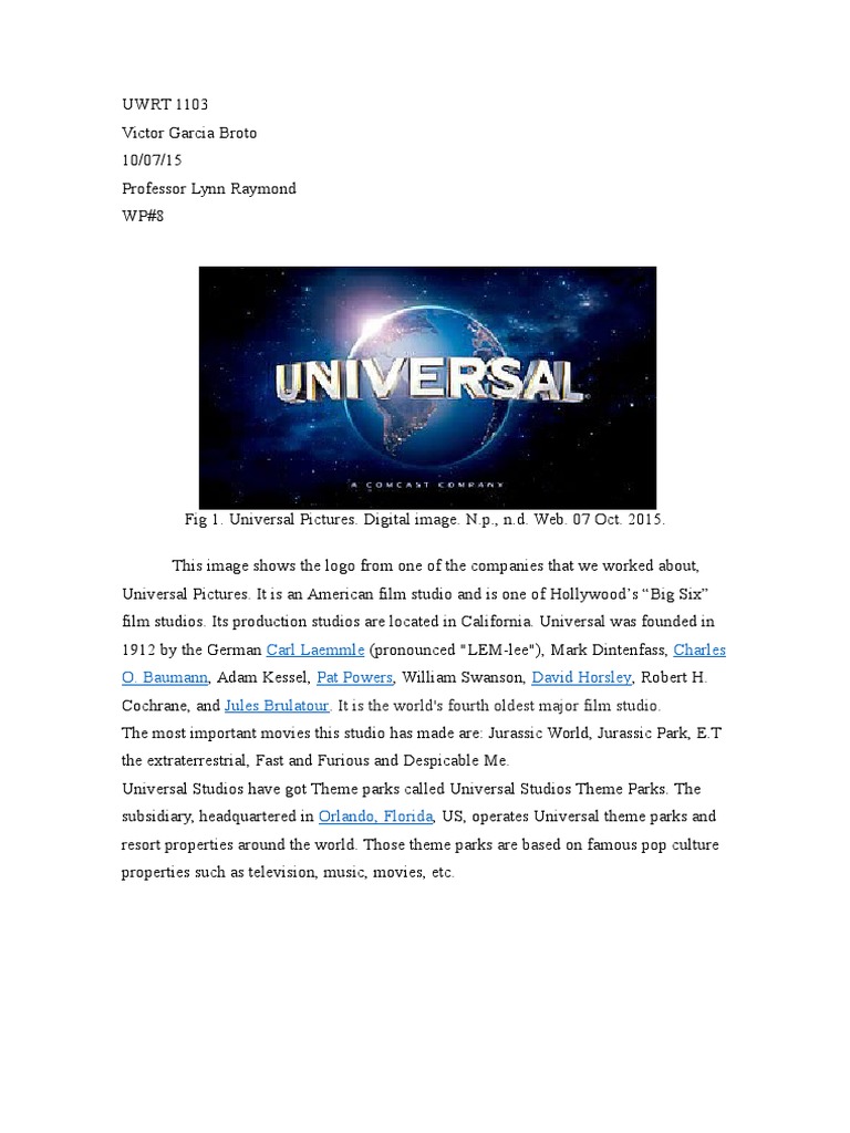 Overview of Universal Pictures History | PDF