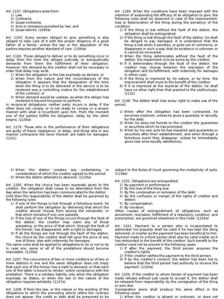 Oblicon Memory Quiz 1 | PDF | Guarantee | Law Of Obligations