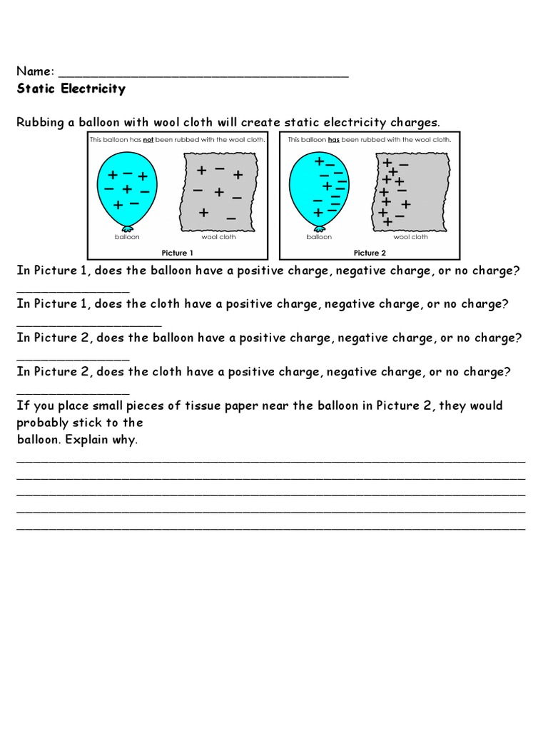 Static Electricity Worksheet 20  PDF Regarding Static Electricity Worksheet Answers