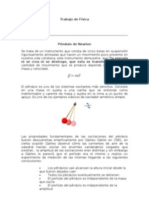 Péndulo de Newton, PDF, Péndulo