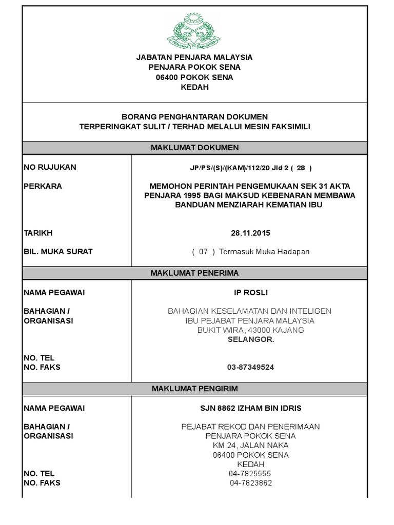 Borang Fax  PDF