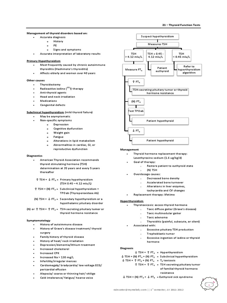 Thyroid Function Test Algorithms | PDF | Hyperthyroidism | Hypothyroidism