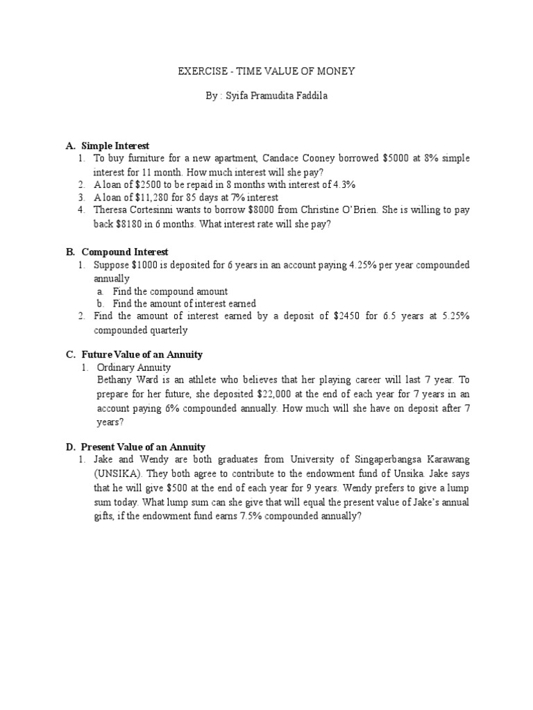 Exercise | PDF | Finance & Money Management