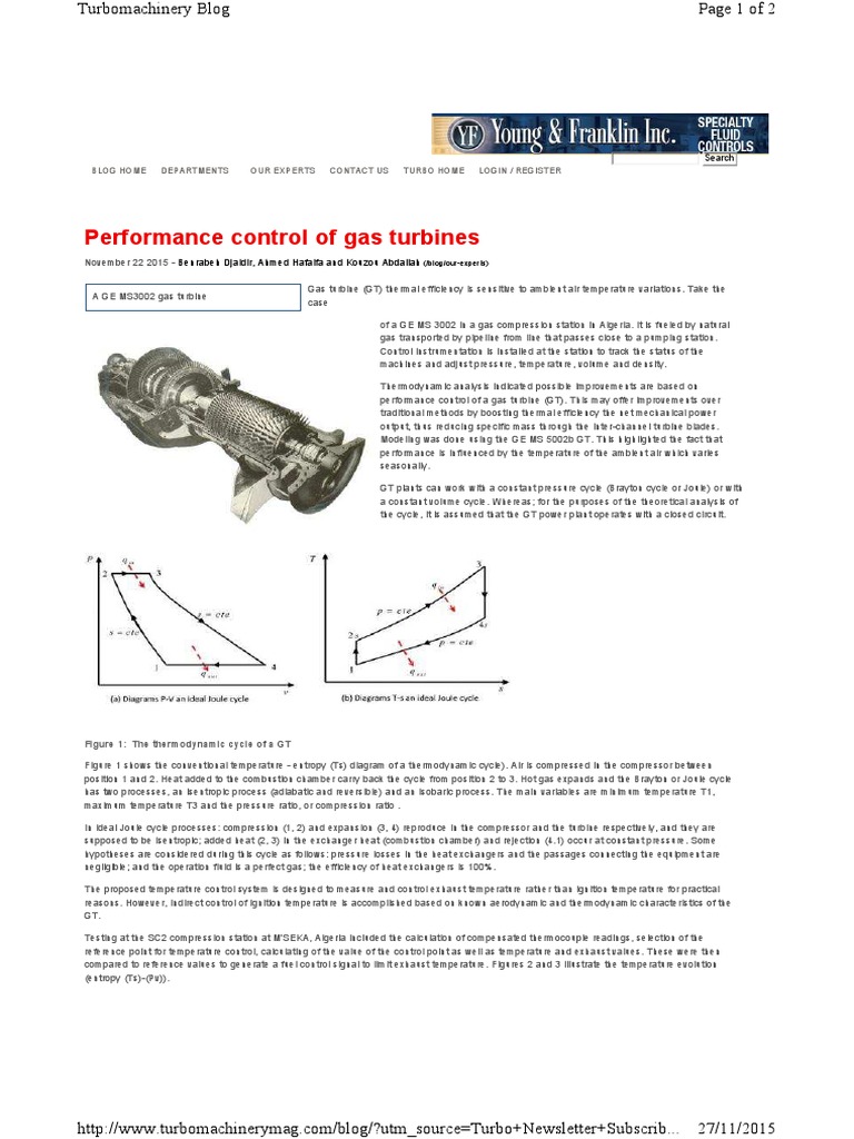 Performance Control of Gas Turbines | PDF | Gas Compressor | Gas Turbine