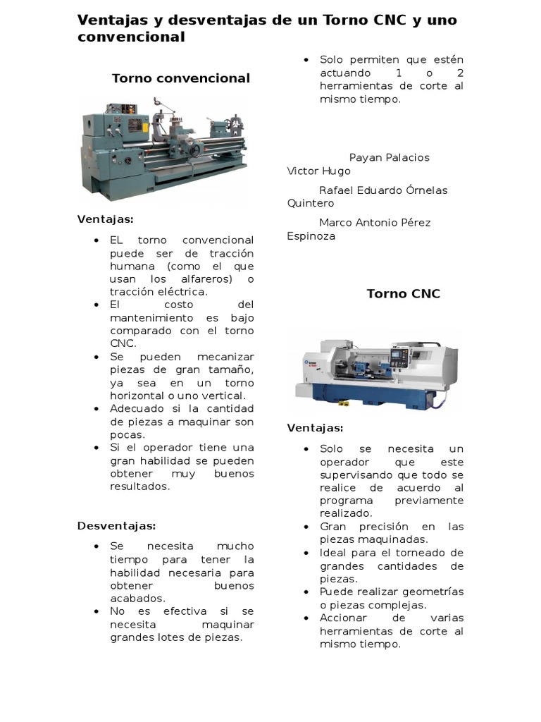 Ventajas y Desventajas de Un Torno CNC y Uno Convencional