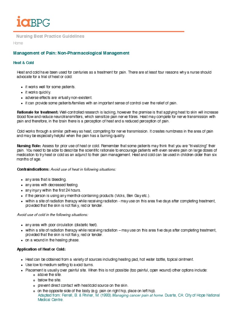 Management of Pain - Non-Pharmacological Management - Nursing Best ...