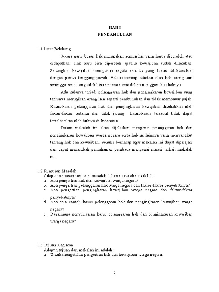 Contoh Latar Belakang Hak Dan Kewajiban Warga Negara 