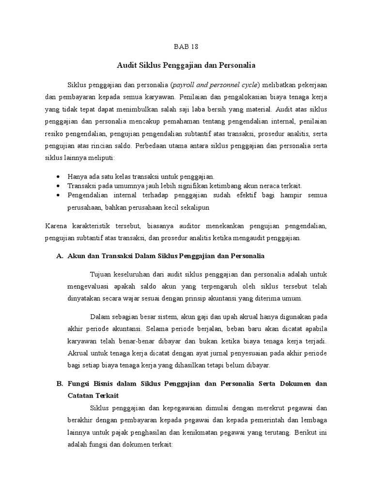 Bab 18 Audit Siklus Penggajian Dan Personalia