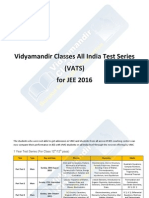 Vidyamandir Classes All India Test Series (VATS) For JEE 2016