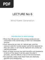 Lecture No 6: Wind Power Generation