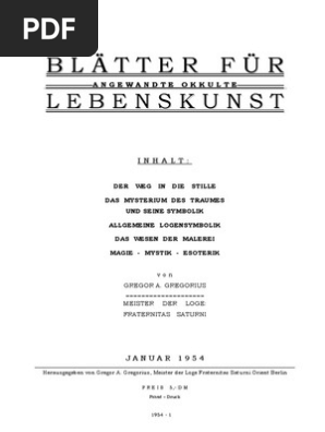Blatter Fur Angewandte Okkulte Lebenskunst 1954