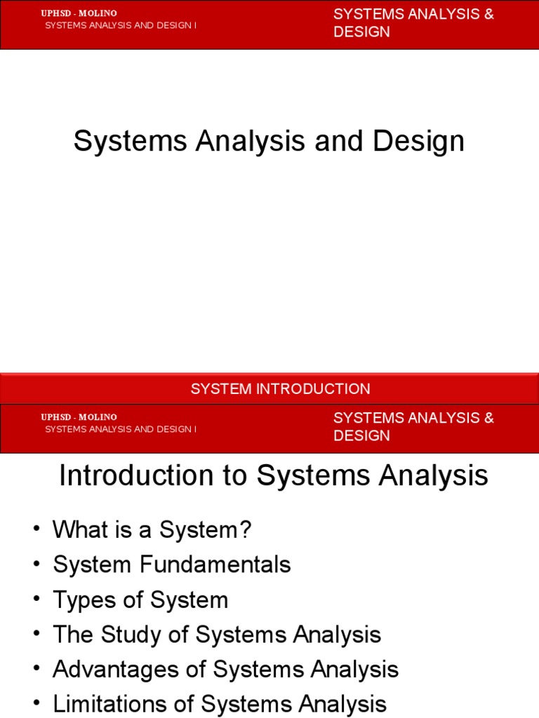Systems Analysis and Design I | PDF | Information System | Management ...