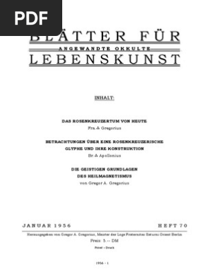 Blatter Fur Angewandte Okkulte Lebenskunst 1956