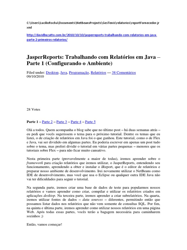 Criando Relatórios com JasperReports em Java | PDF | Janela ...