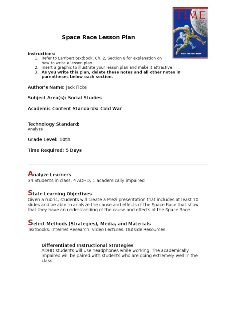 Space Race Lesson Plan for 10th Grade | PDF | Career & Growth | Computers