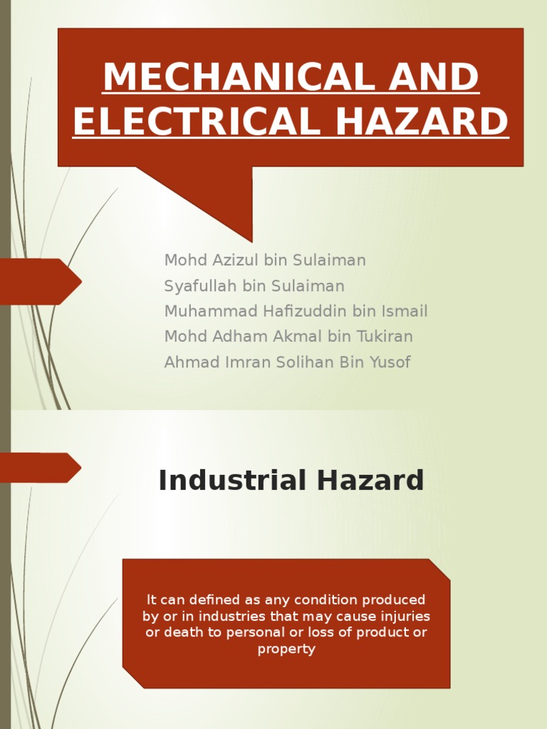 Mechanical and Electrical Hazards Overview | PDF | High Voltage ...