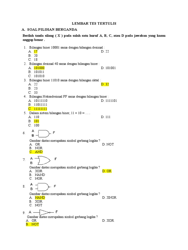 Soal Gerbang Logika