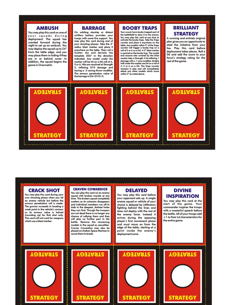 Strategy Cards for Tactical Ambushes | PDF