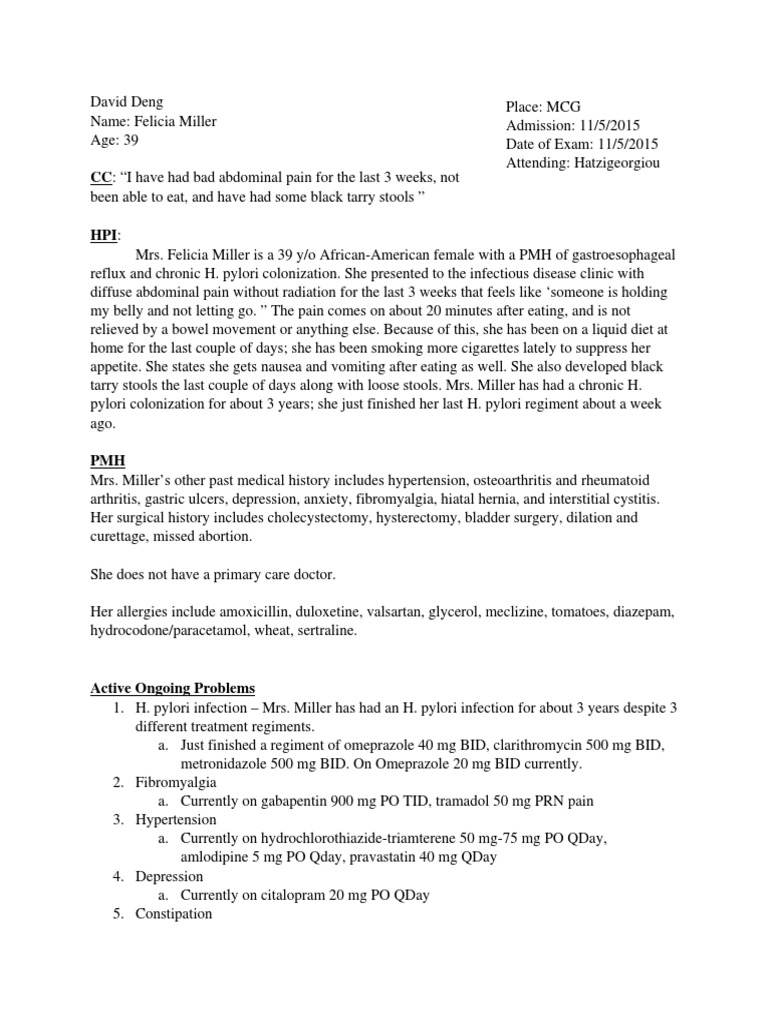 Patient History and Physical PDF Crohn's Disease Medicine