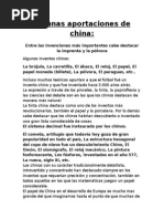 Aportaciones y Alimentación de China
