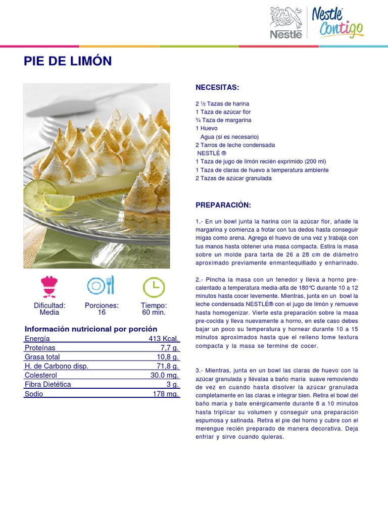 Arriba 48+ imagen receta pay de limon nestle Abzlocal.mx