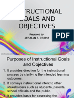 Instructional Goals and Objectives: Prepared By: Jeralyn S. Obsina