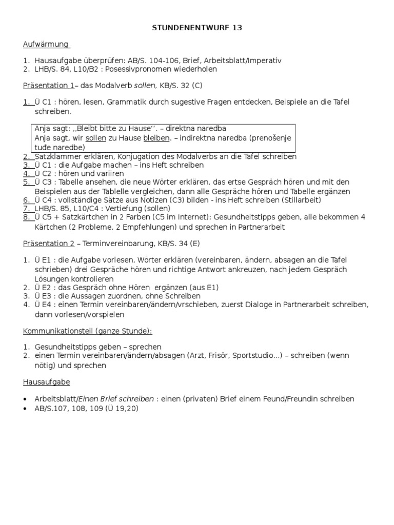 Stundenentwurf Daf