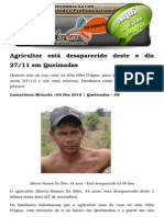 Agricultor Está Desaparecido Deste o Dia 27.11 Em Queimadas