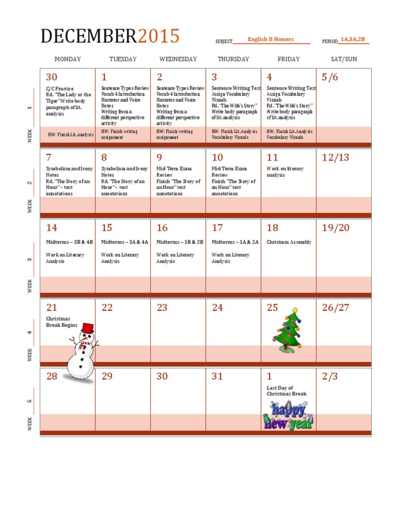 December 2015 English II Honors Plan | PDF | Language Arts & Discipline ...