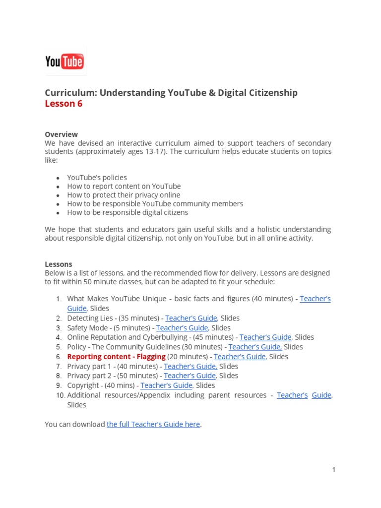 Teacherguide Ytcurriculum Lesson6 | PDF | You Tube | Communication