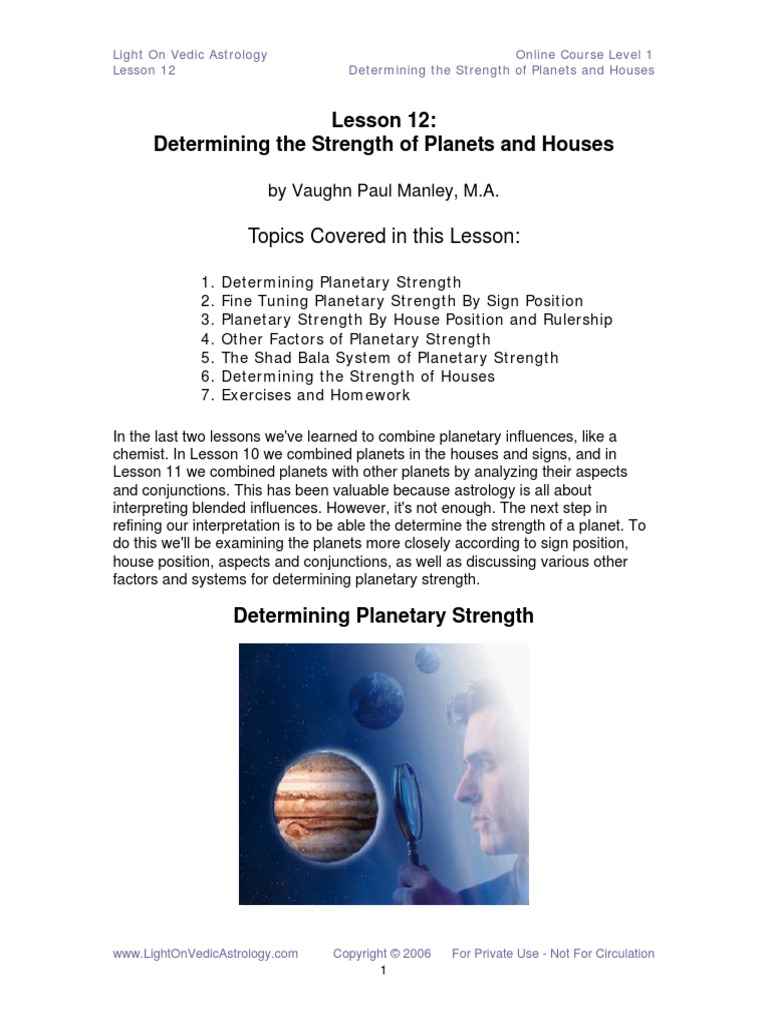 Course1 Lesson 12 S | PDF | Planets In Astrology | Astrological Sign