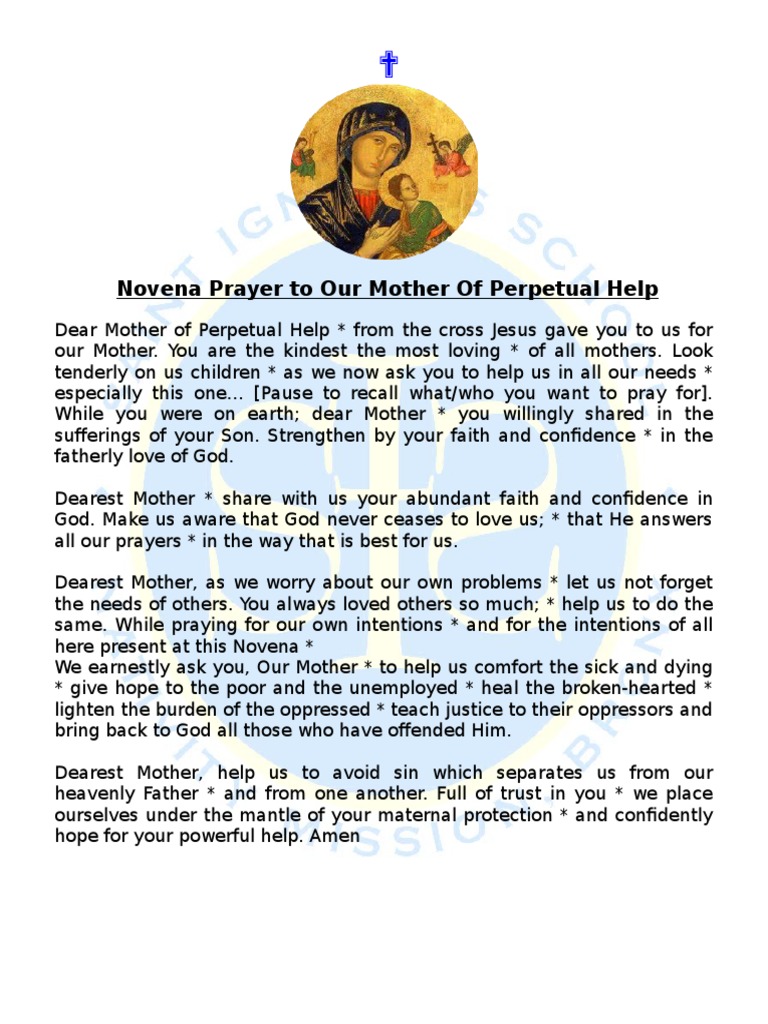 Novena Prayer To Our Mother of