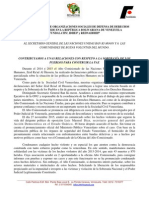 Comunicado de Fundalatin, Idhes y Rednaddhh Al Secretario General de La ONU Ban Ki Moon