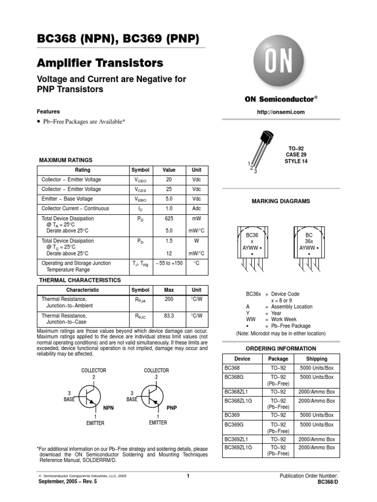 Data Sheet Bipolar Junction Transistor Electrical Engineering
