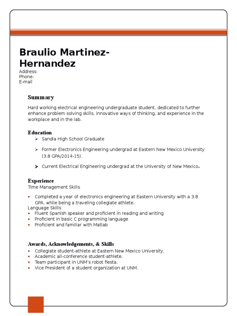 Electrical Engineering Student Profile | PDF